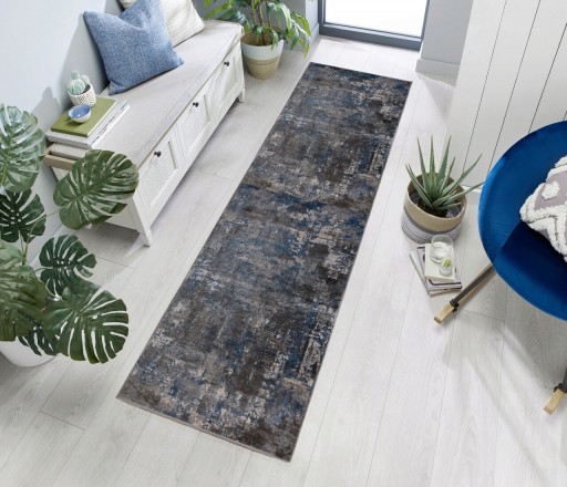 Covor Wonderlust, Flair Rugs, 80x300 cm, polipropilena, albastru/gri