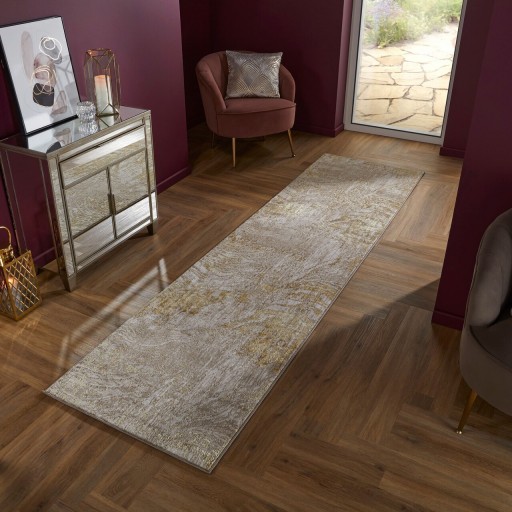 Covor Arissa Gold, Flair Rugs, 80x300 cm, polipropilena/poliester, auriu