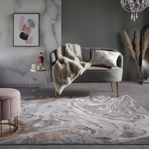 Covor Marbled Blush, Flair Rugs, 80x150 cm, polipropilena/poliester, roz pudra