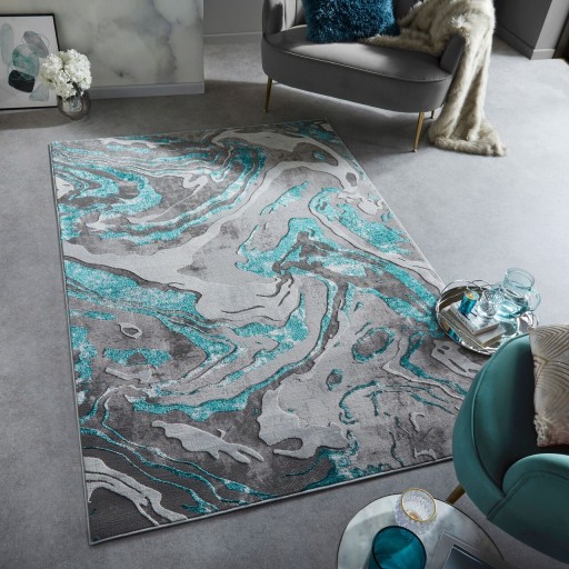 Covor Marbled Emerald, Flair Rugs, 120x170 cm, polipropilena/poliester, verde