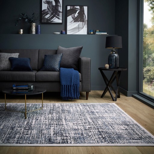 Covor Trace Blue, Flair Rugs, 80x150 cm, polipropilena/poliester, albastru