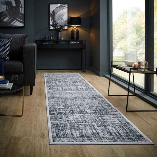 Covor Trace Blue, Flair Rugs, 80x300 cm, polipropilena/poliester, albastru