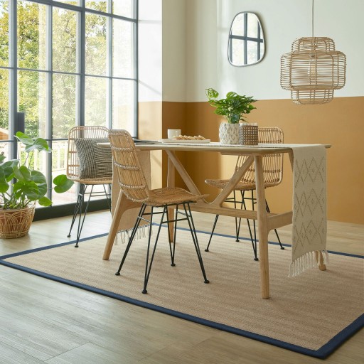 Covor Kira Jute Navy, Flair Rugs, 160x230 cm, iuta/poliester, bleumarin