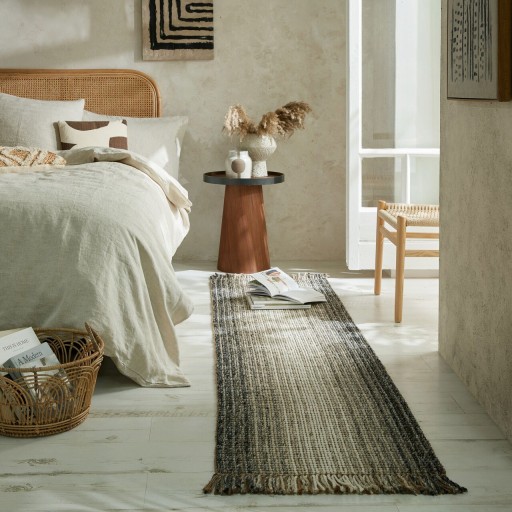 Covor cu 2 fete Jute Ombre Grey, Flair Rugs, 60x230 cm, iuta/poliester/lana, gri