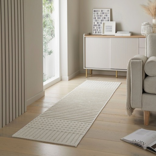 Covor Elton Stripe Wash Ivory, Flair Rugs, 60x240 cm, polipropilena/poliester, ivoriu