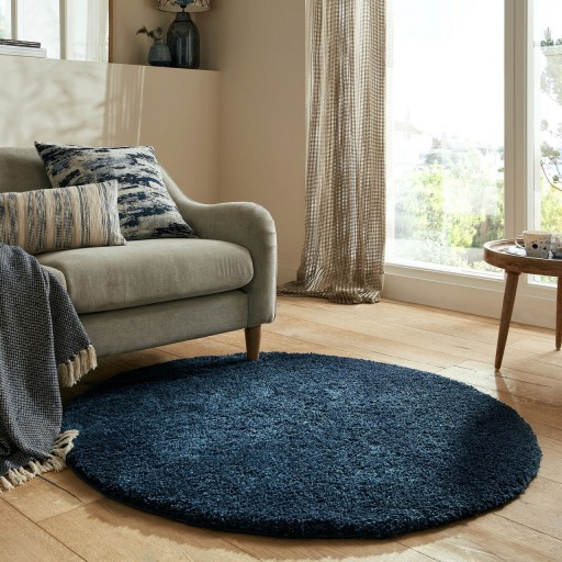 Covor Feather Soft Navy, Flair Rugs, D133 cm, polipropilena, bleumarin