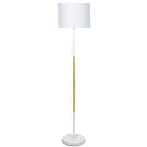 Lampadar Oliver, Pakoworld, 33x33x149 cm, 1 x E27, 60W, metal/textil, alb/maro