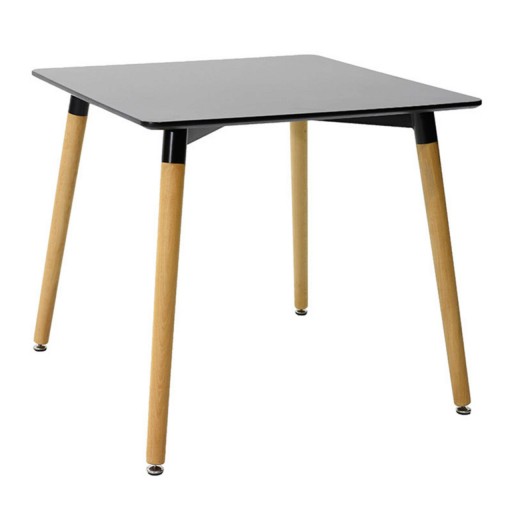 Masa dining Natali, Pakoworld, 80x80x73 cm, MDF/lemn de fag/metal, negru/natural