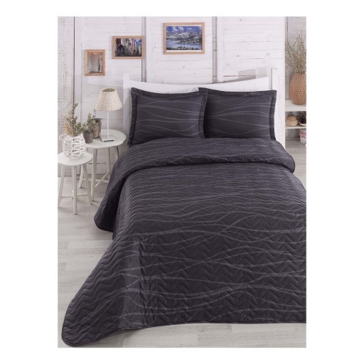 Set cuvertură și fețe de pernă Mijolnir Verda Grey, 200 x 220 cm, gri închis