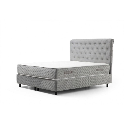 Pat boxspring gri deschis cu spațiu de depozitare 160x200 cm Sonata – Kalune Design