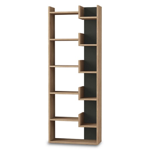 Corp biblioteca Oppa, Pakoworld, 61x22x162 cm, PAL melaminat, natural/antracit