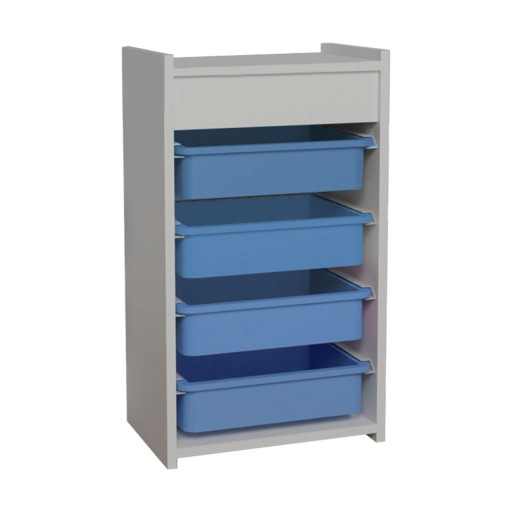 Organizator cu 4 compartimente Toily, Pakoworld, 45x30x78 cm, PAL melaminat, alb/albastru