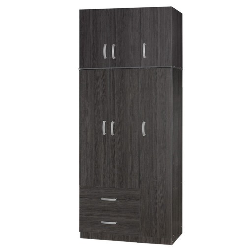 Dulap pentru haine Zelia, Pakoworld, cu 3 usi, 90x42x240 cm, PAL, wenge