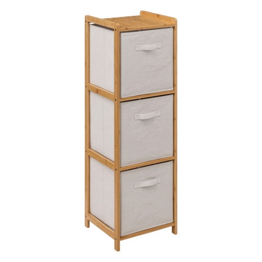 Organizator baie cu 3 compartimente Lardy, Pakoworld, 35x33x109.5 cm, bambus/poliester, natural