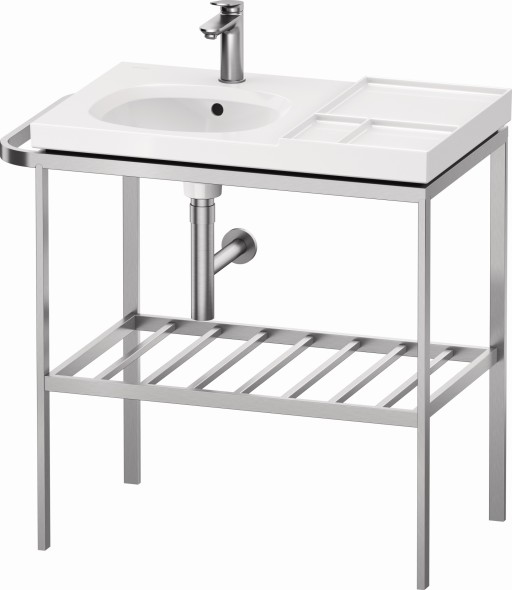 Consola metalica Duravit Aurena pentru lavoar 80x50cm orientare stanga montaj pe pardoseala inclus portprosop finisaj inox periat