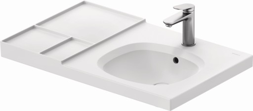 Lavoar Duravit Aurena 80x50cm HygieneGlaze Plus montare pe mobilier orientare dreapta ventil ceramic inclus alb mat