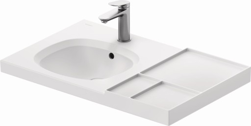 Lavoar Duravit Aurena 80x50cm HygieneGlaze Plus montare pe mobilier orientare stanga ventil ceramic inclus alb mat