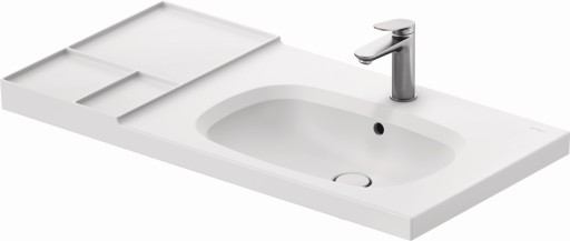 Lavoar Duravit Aurena 100x50cm HygieneGlaze Plus montare pe mobilier orientare dreapta ventil ceramic inclus alb mat