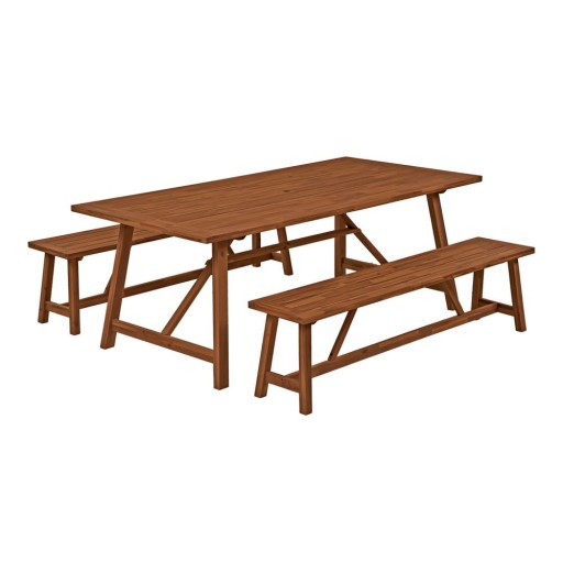 Set de dining pentru grădină în culoare naturală din lemn de acacia pentru 4 persoane Sydney – Garden Pleasure