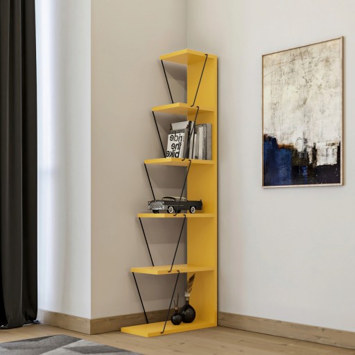 Corp biblioteca, Kalune Design, Tlos, 50x150x22 cm, Galben/Negru