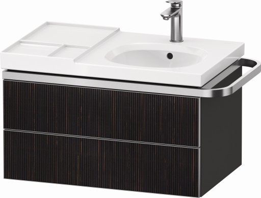 Dulap baza suspendat Duravit Aurena 784 x 492mm pentru lavoar cu doua sertare orientare dreapta inclus portprosop riflaj Ebony mat