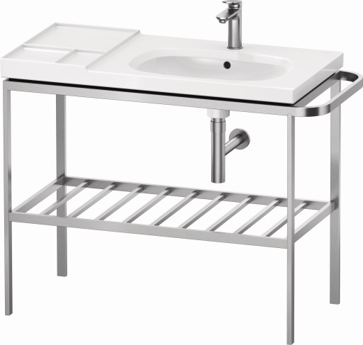 Consola metalica Duravit Aurena pentru lavoar 100x50cm orientare drepta montaj pe pardoseala inclus portprosop finisaj inox periat