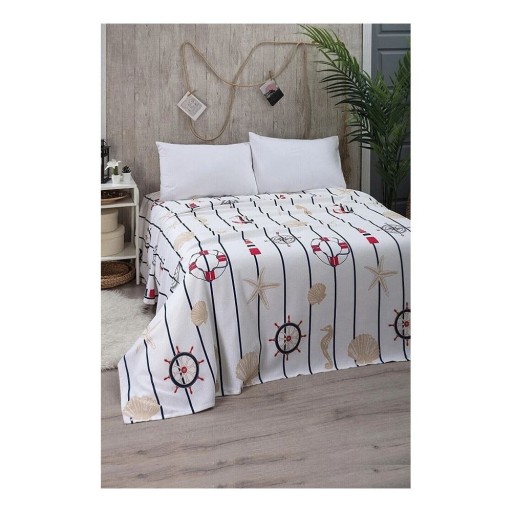 Cuvertură albă din bumbac 170x230 cm Marine – Mila Home