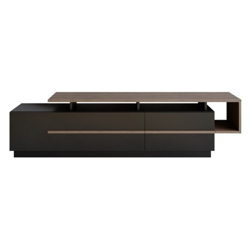 Comodă TV neagră cu aspect de lemn de nuc 180x46 cm Pia – Kalune Design