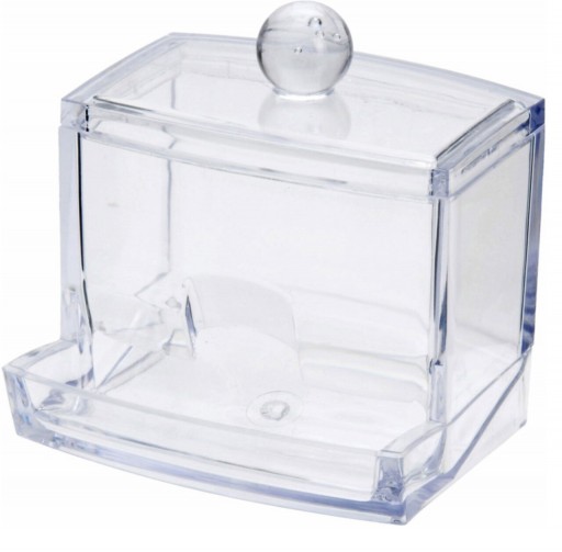 Organizator pentru betisoare de urechi, 9x7x9 cm, polistiren, transparent