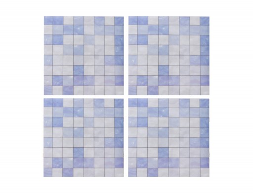 Autocolant decorativ Plaid, 15x15 cm, 8 piese, polipropilena, albastru