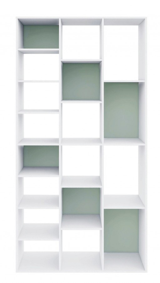 Biblioteca Artic 2836, Bizzotto, 92x30x178 cm, MDF, alb/verde sage