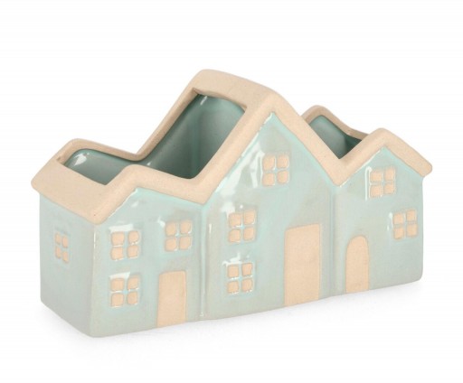 Ghiveci Khloe House, Bizzotto, 23.5x8.6x13.4 cm, portelan, albastru deschis