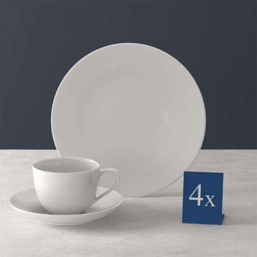 Set de cafea 12 piese For Me, Villeroy &amp; Boch, portelan premium, alb/crem