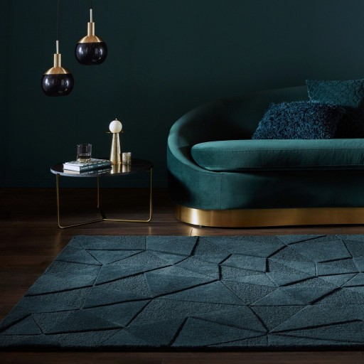 Covor Shard Teal, Flair Rugs, 120x170 cm, lana, turcoaz