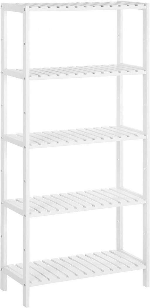 Raft de depozitare multifunctional Vasagle, 60x26x130 cm, bambus, alb