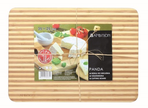 Tocator din bambus Panda Small Stripes, Ambition, 35x25 cm