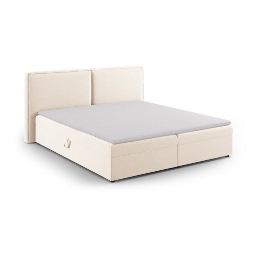 Pat boxspring crem cu spațiu de depozitare 160x200 cm Arendal – Cosmopolitan Design