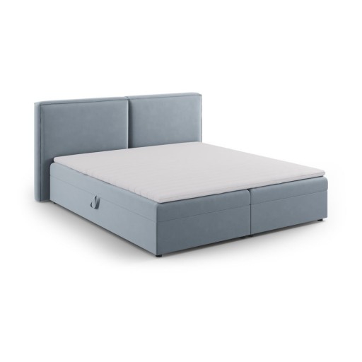 Pat boxspring albastru deschis cu spațiu de depozitare 160x200 cm Arendal – Cosmopolitan Design