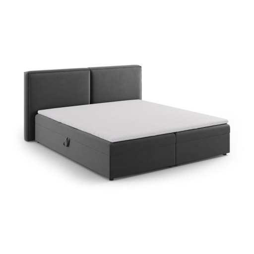 Pat boxspring gri închis cu spațiu de depozitare 180x200 cm Arendal – Cosmopolitan Design