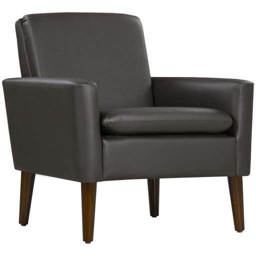 HOMCOM Fotoliu de Mobilier Capitonat, Fotoliu Modern din Imitație de Piele și Lemn, 75x78x81 cm, Maro