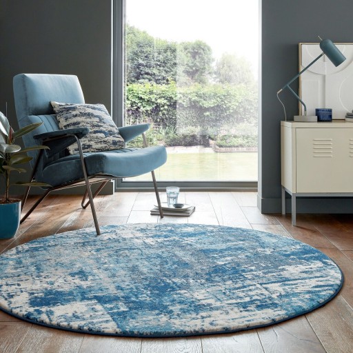 Covor Wonderlust Dark Blue, Flair Rugs, D160 cm, polipropilena, albastru inchis