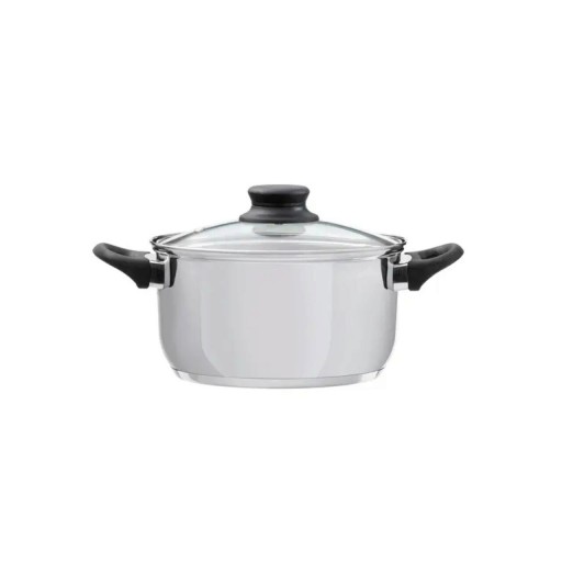 Oala cu capac Lima, Domotti, Ø18 cm, 2.5 L, inox/sticla, argintiu